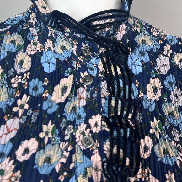 Tory Burch dress size 2 midi floral lagenlook ruffle sheer mock neck feminine - Picture 8 of 16